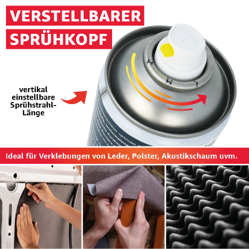 Everglue Sprühkleber in Profi-Qualität permanent haftend mit variablem Sprühkopf-Ventil 400ml Aerosol