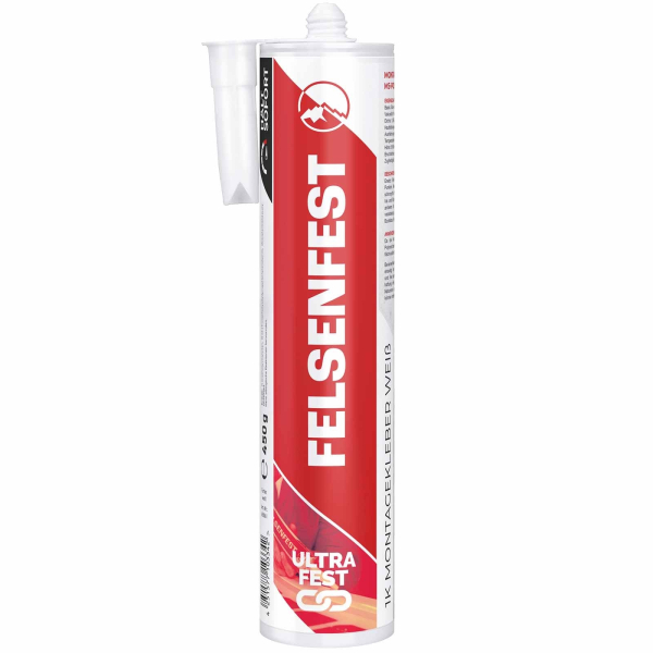 Everglue 1K MS Felsenfest für Wand- und Deckenmontage schwerer Bauteile mit sofortiger Anfangshaftung weiß 450g Kartusche