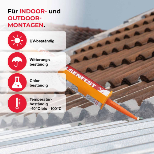 Everglue 1K MS Felsenfest für Wand- und Deckenmontage schwerer Bauteile mit sofortiger Anfangshaftung weiß 450g Kartusche