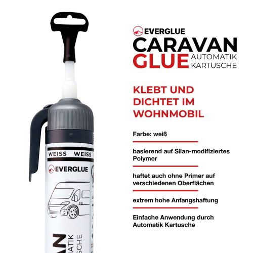 Everglue Caravan Glue 1K MS mounting adhesive UV-resistant white 200ml automatic cartridge