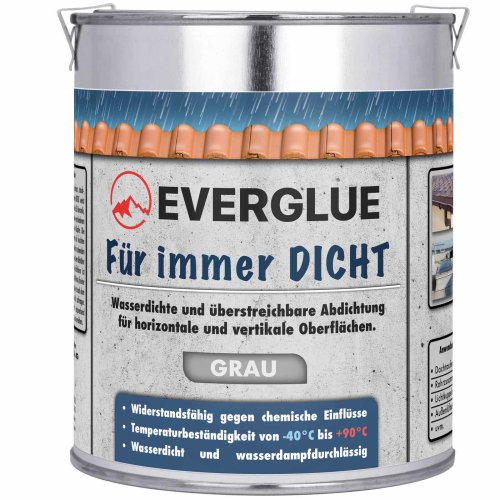 Everglue Für immer DICHT Flüssigdichtung wasserdicht dampfdurchlässig witterungsbeständig grau 1,2kg Dose