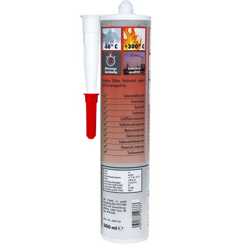 Everglue silicone acetoxy sealant -60°C to +300°C temperature resistant vibration resistant red 300ml cartridge