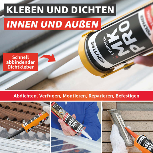 Everglue MK Pro 1K MS Polymer Klebstoff Dichtstoff UV-beständig schwarz 440g Kartusche
