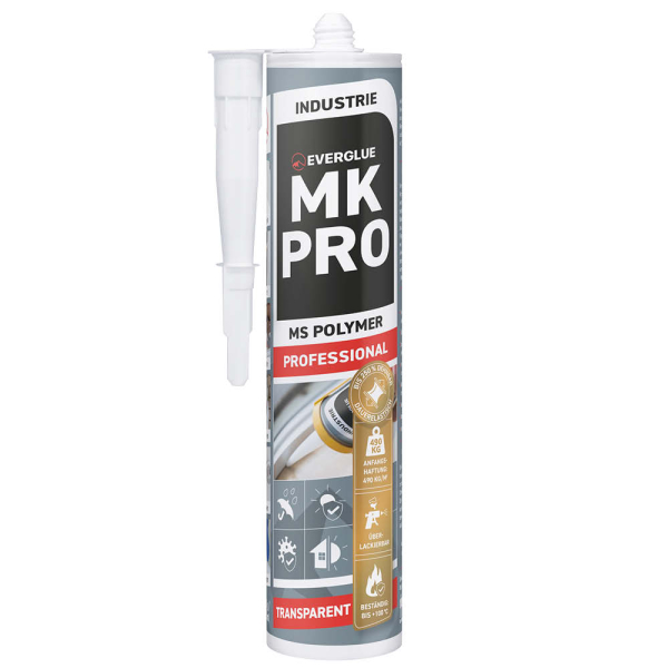 Everglue MK Pro 1K MS Polymer Klebstoff Dichtstoff UV-beständig transparent 300g Kartusche