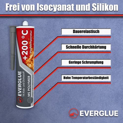 Everglue 1K MS polymer adhesive sealant high temperature gray 440g cartridge