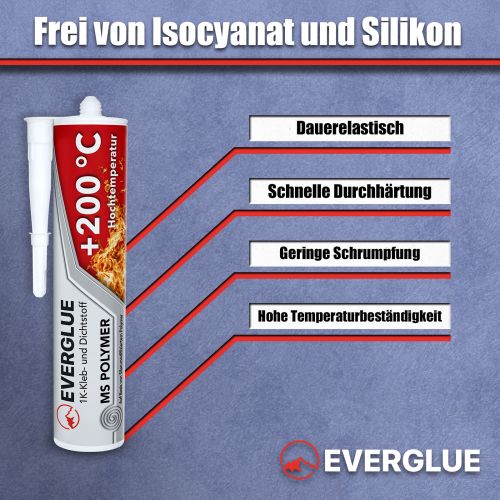 Everglue 1K MS polymer adhesive sealant high temperature white 440g cartridge