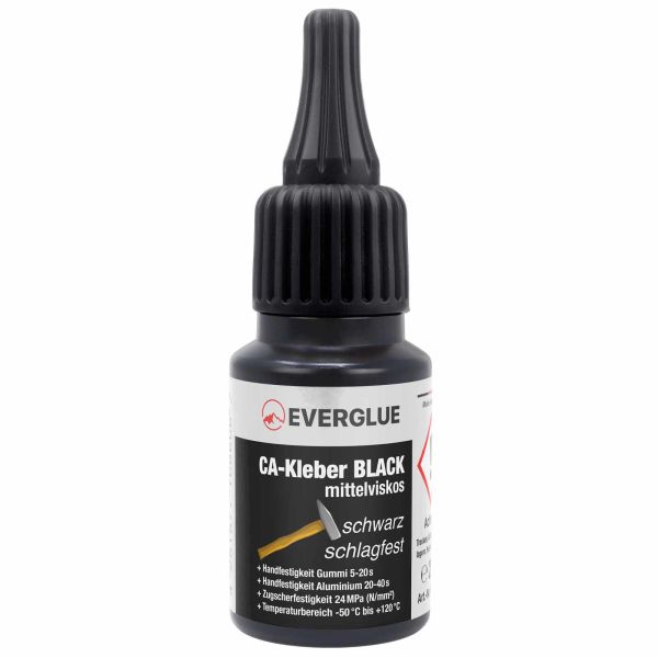 Everglue Sekundenkleber schwarz schlagfest mittelviskos 20g Dosierflasche