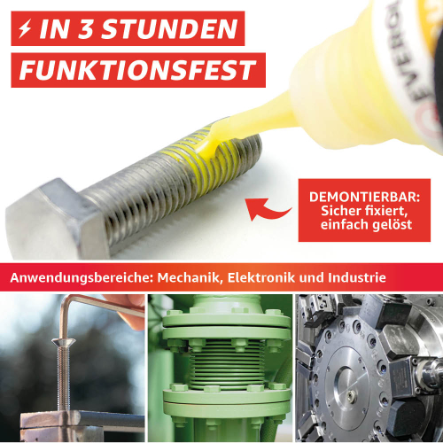 Everglue Schraubensicherung anaerob mittelfest normal demontierbar bis M80-Gewinde 22g Dosierflasche