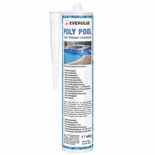 Everglue Poly Pool 1K MS polimero adesivo sigillante resistente ai raggi UV RAL 5012 blu luce 440g cartuccia