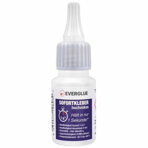 Everglue Sekundenkleber Cyanacrylat hochviskos blitzschnell 20g Dosierflasche extra weich
