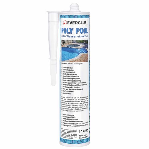 Everglue Poly Pool 1K MS polymer adhesive sealant UV-resistant white 440g cartridge