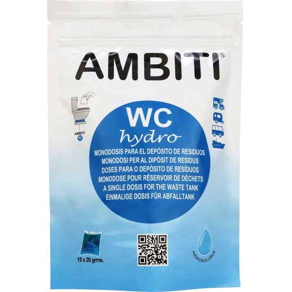 AMBITI WC Hydro 15 Pods à 20g für Schwarzwassertank selbstauflösend 300g Druckverschlussbeutel