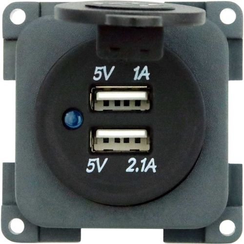 CBE MP2USB/G pannello di montaggio con doppia presa USB di ricarica e LED di stato per ingresso 12V RAL 7015 grigio ardesia
