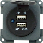 CBE MP2USB/G Einbaupanel mit 2-fach USB Ladebuchse und Status LED für 12V Eingang grau