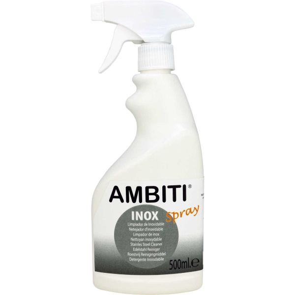 AMBITI Inox Spray Entfetter speziell für Edelstahl und Stahlblech 500ml HDPE Sprühflasche