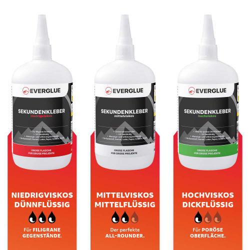 Everglue Sekundenkleber Cyanacrylat niedrigviskos 500g Dosierflasche