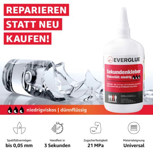Everglue super glue cyanoacrylate low viscosity 500g dosing bottle
