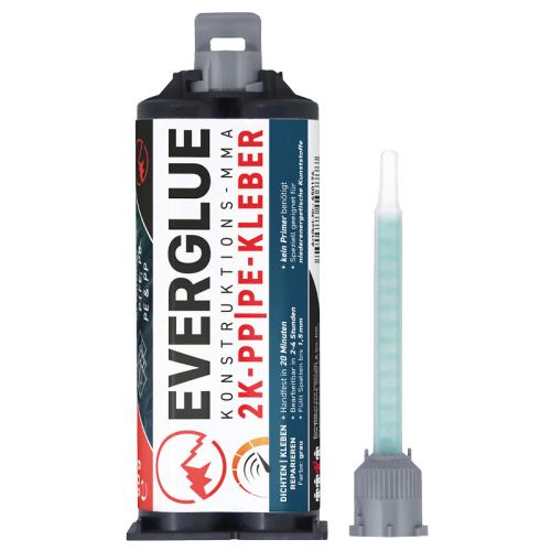 Everglue 2K MMA Construct Extreme Spezialklebstoff für PE PP PTFE (Teflon™) POM 50g mit Kartuschenpistole