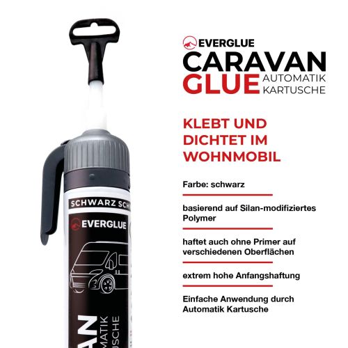 Everglue Caravan Glue 1K MS Montagekleber UV-beständig schwarz 200ml Automatikkartusche