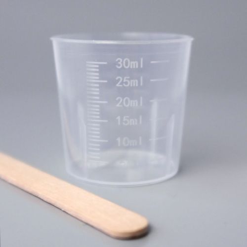 Everglue bicchiere per miscelazione da 30ml con scala e bastoncino mescolatore in legno per adesivi 2K