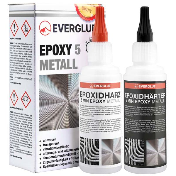 Everglue 2K 5 minute epoxy resin liquid metal 200g dosing bottles 1:1