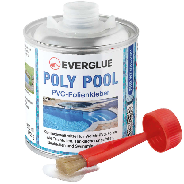 Everglue Poly Pool PVC-Folienkleber Quellschweißmittel für Weich-PVC wasserbeständig transparent 200ml Pinseldose