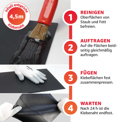Everglue Teichfolienkleber Quellschweißmittel für Weich-PVC wasserbeständig transparent 200ml Pinseldose