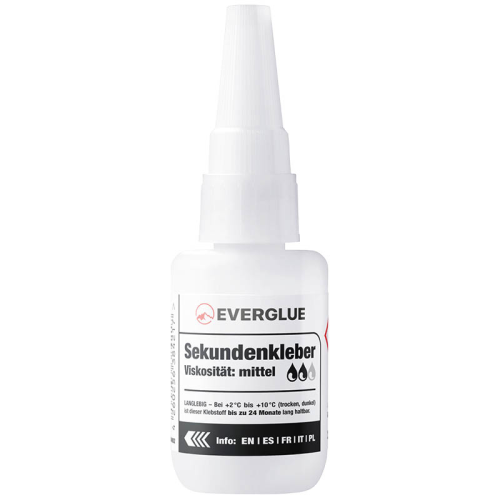 Everglue colle cyano cyanoacrylate viscosité moyenne stockable extra-longue 20g flacon de dosage