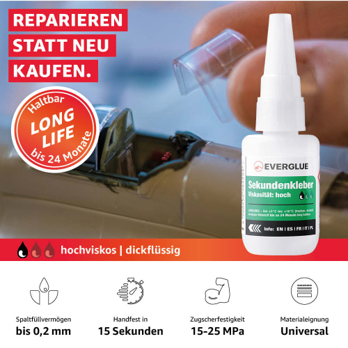 Everglue Sekundenkleber Cyanacrylat hochviskos extra...