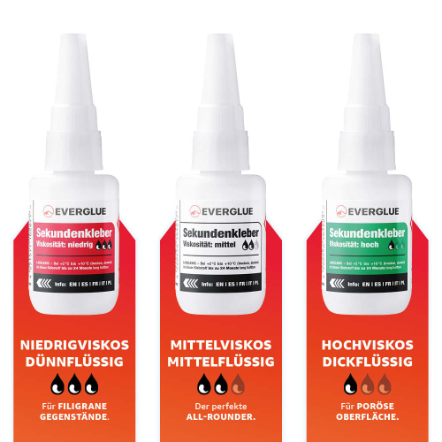 Everglue Sekundenkleber Cyanacrylat hochviskos extra lange lagerfähig 20g Dosierflasche
