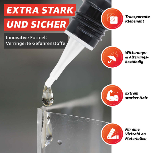 Everglue Sekundenkleber Cyanacrylat für Metall Plastik Styropor® mittelviskos 20g Dosierflasche