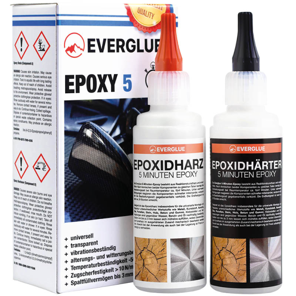 Everglue 5 minute epoxy 1:1 epoxy resin 200g (A+B) dosing bottles