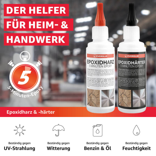 Everglue 2K 5-Minuten-Epoxy Epoxidharz 200g Dosierflaschen 1:1