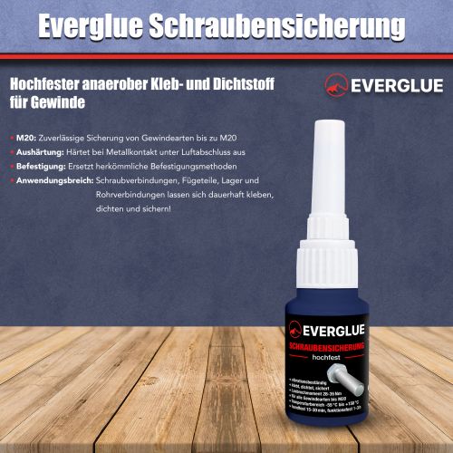 Everglue fermo per vite anaerobico ad alta resistenza resistente alle vibrazioni difficilmente smontabile fino al filettatura M20 10g bottiglia dosatrice