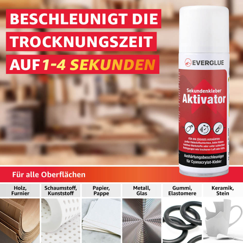 Everglue Aktivator Spray Aushärtungsbeschleuniger für Sekundenkleber 200ml Aerosol