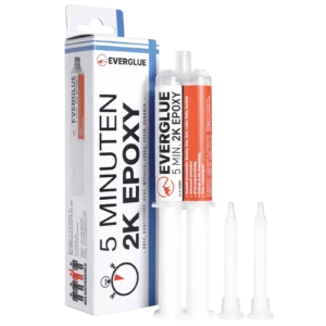 everglue : résine époxy à prise rapide (5 minutes), 25 g, double seringue, rapport de mélange 1:1